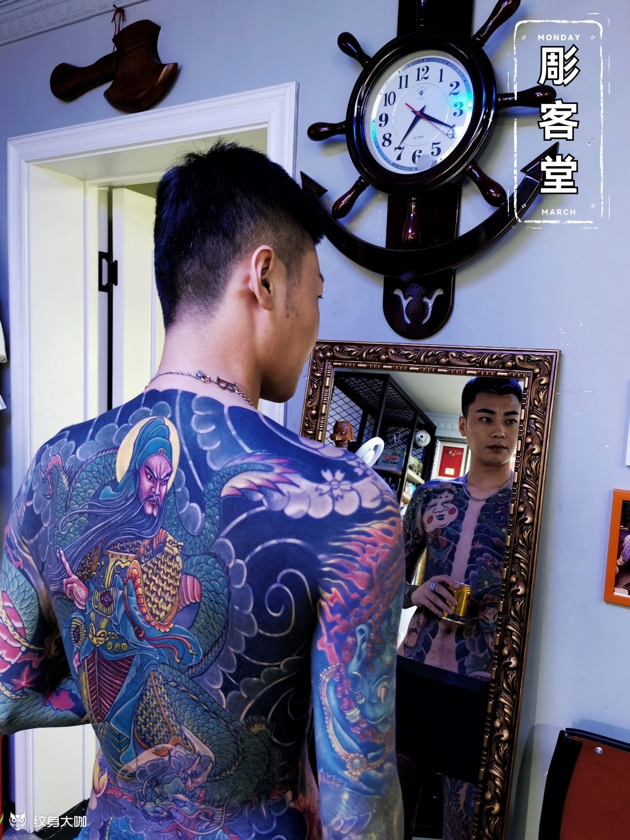 网红王老大满背修改前后_纹身图案手稿图片_高岩的纹身作品集