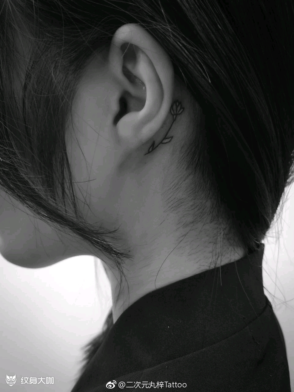 耳后花朵_纹身图案手稿图片_丸梓的纹身作品集
