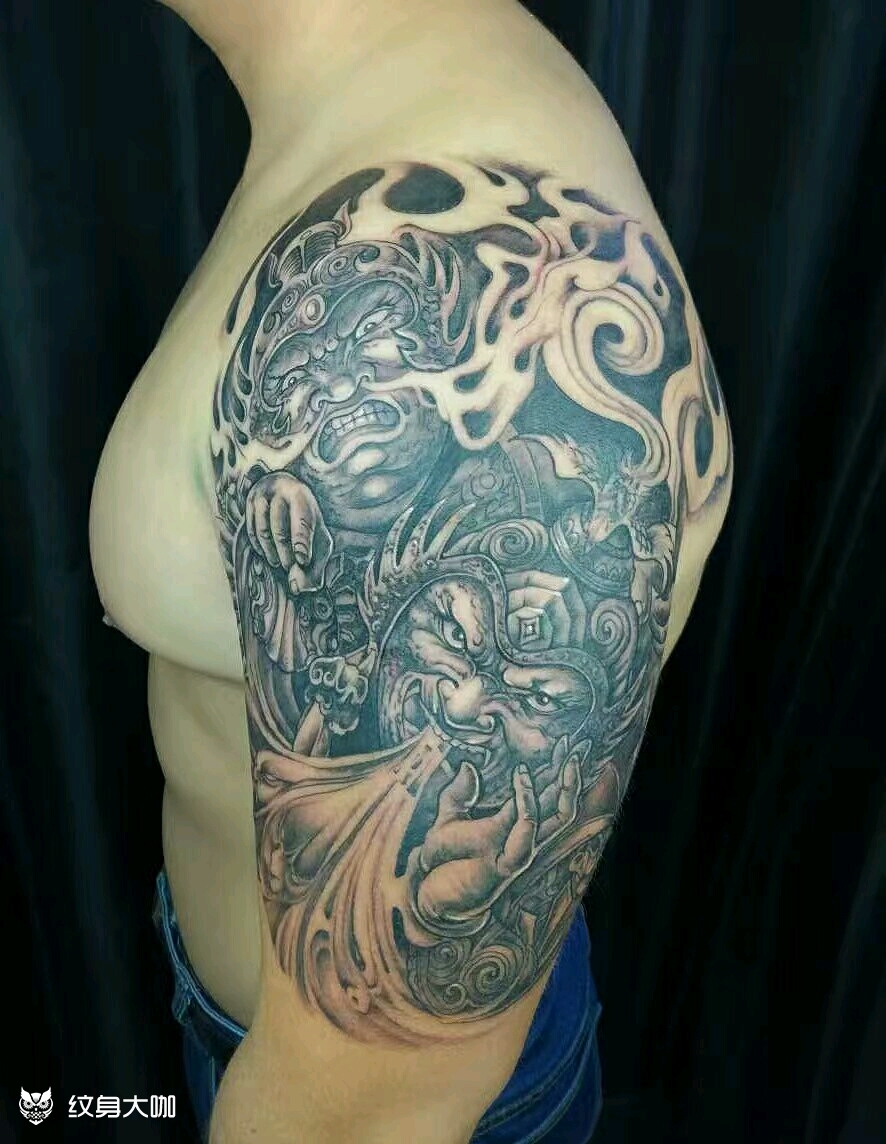 哼哈二将_纹身图案手稿图片_焱的纹身作品集