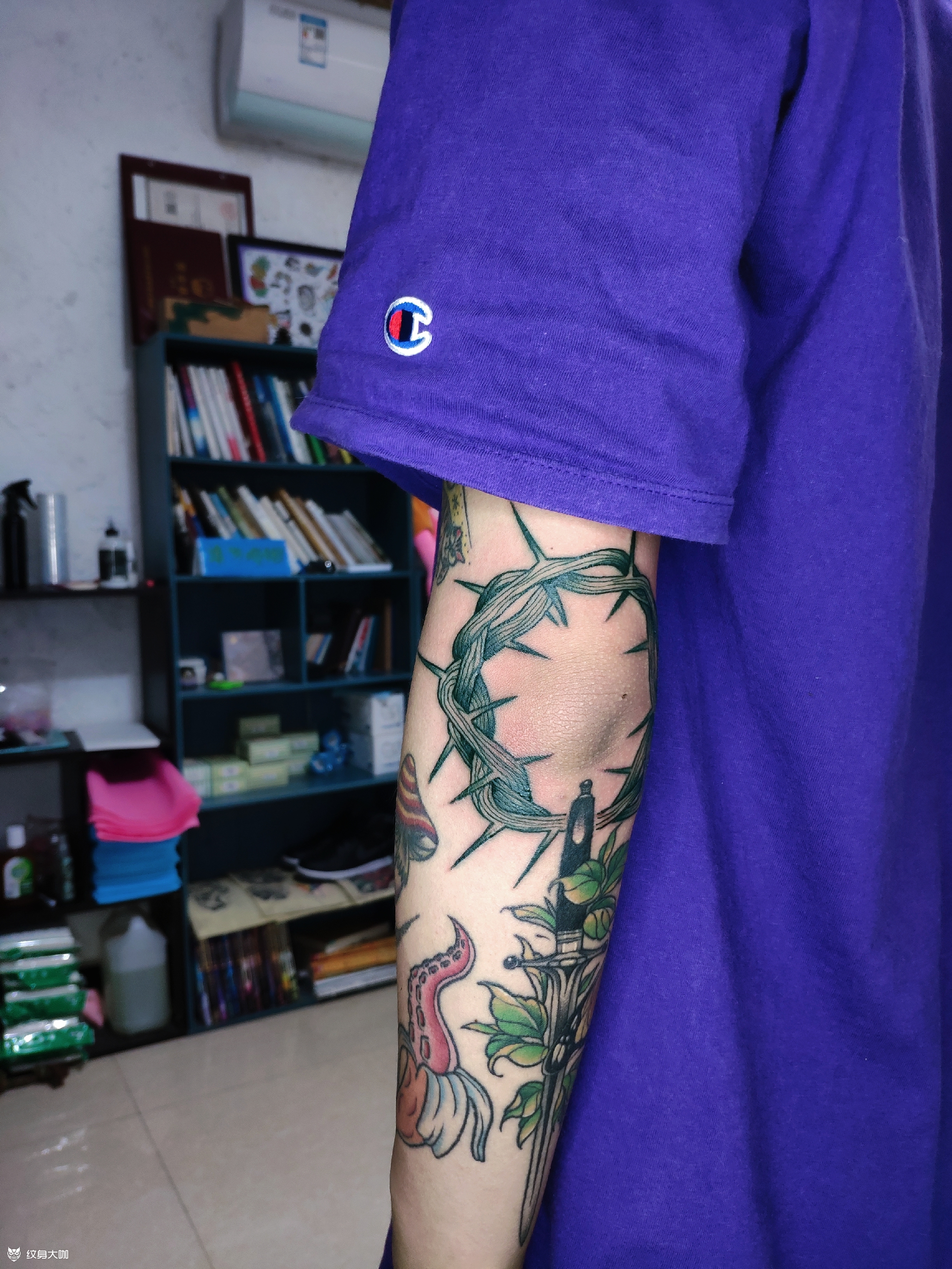 手肘荆棘环_纹身图案手稿图片_浦江888tattoo的纹身作品集