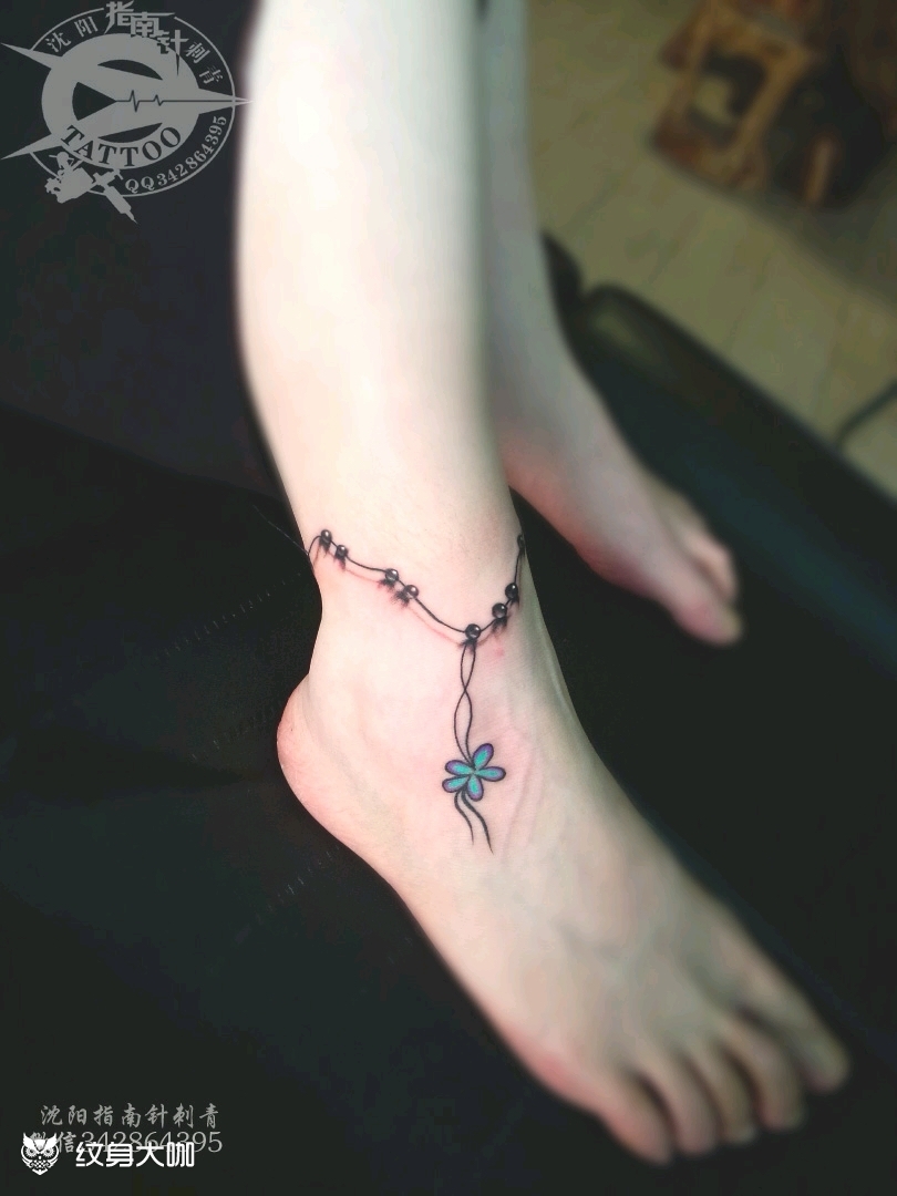 脚链_纹身图案手稿图片_指南针的纹身作品集