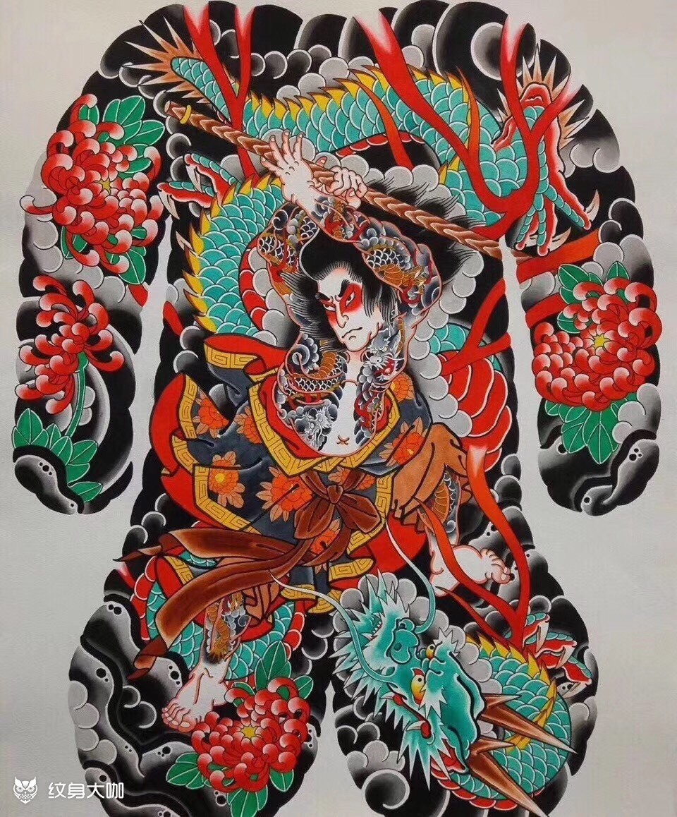 满背手稿_纹身图案手稿图片_洪野的纹身作品集