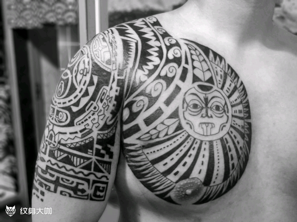 玛雅图腾半甲_纹身图案手稿图片_朋凯的纹身作品集