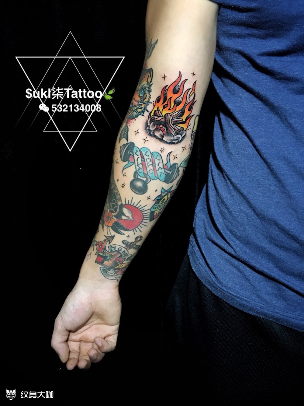 oldschool 火焰97_纹身图案手稿图片_柒酒tattoo_suki柒柒的纹身