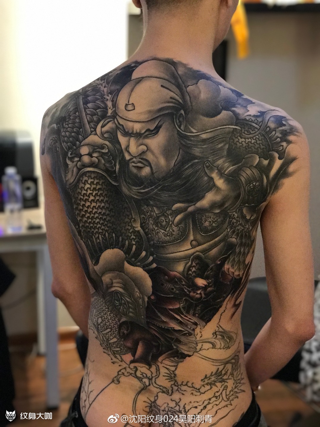 满背关羽_纹身图案手稿图片_吴阳的纹身作品集