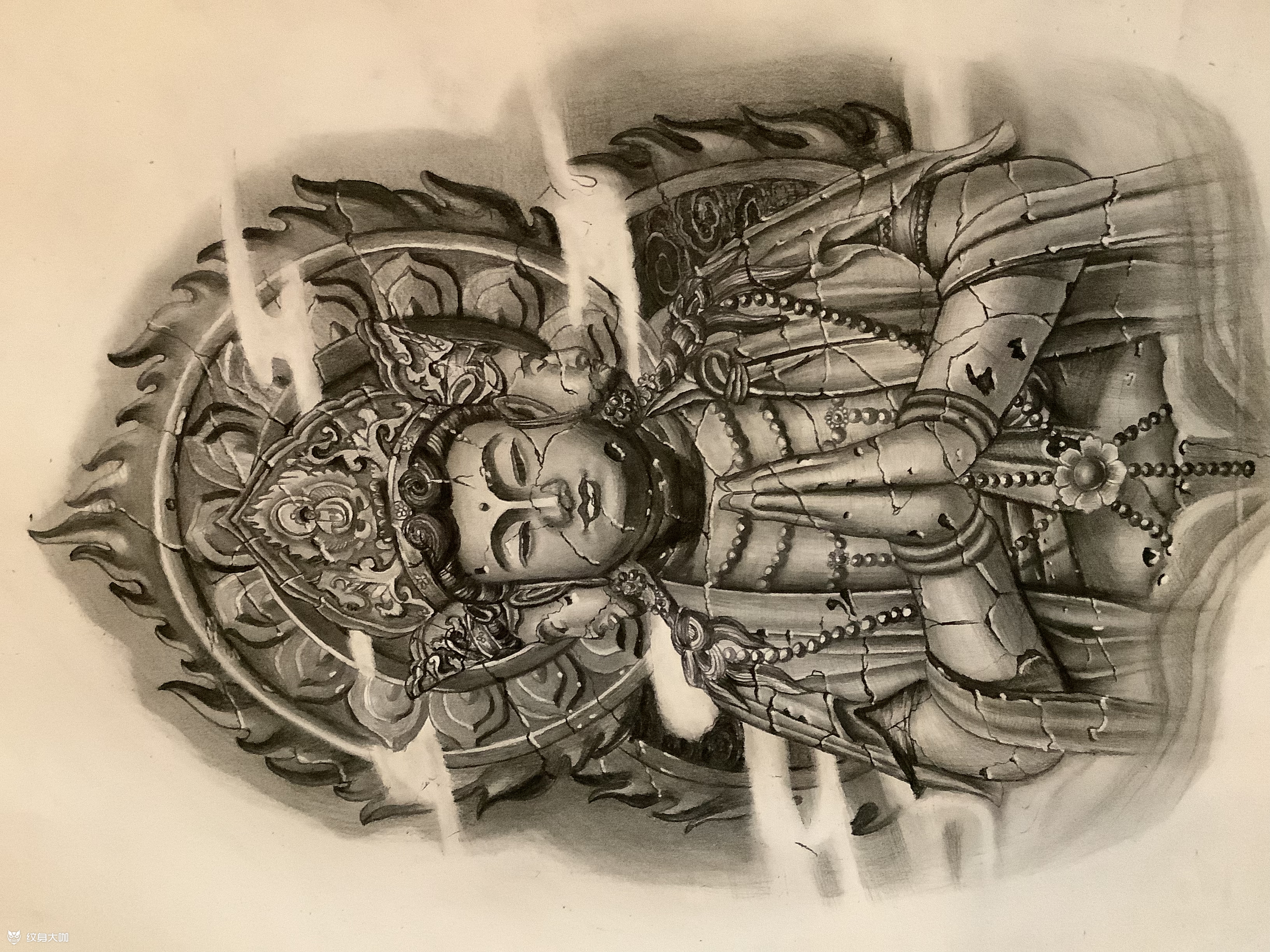 三面观音_纹身图案手稿图片_泰山机车刺qing的纹身作品集