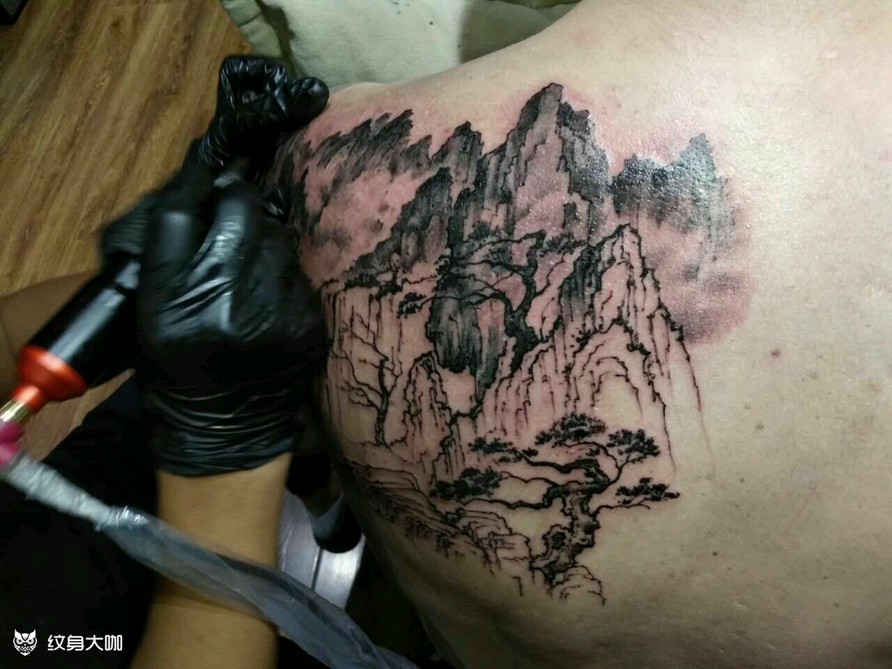 水墨山水_纹身图案手稿图片_大柳的纹身作品集