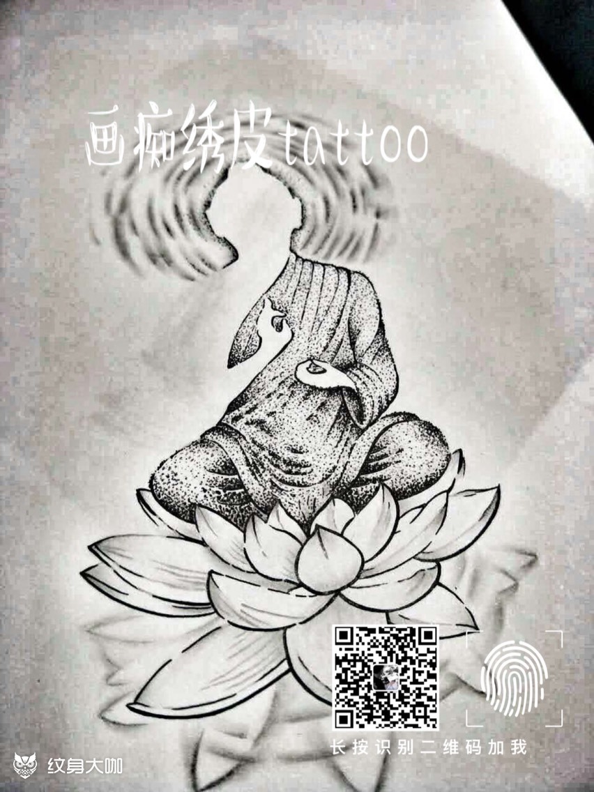 点刺小佛_纹身图案手稿图片_量的纹身作品集