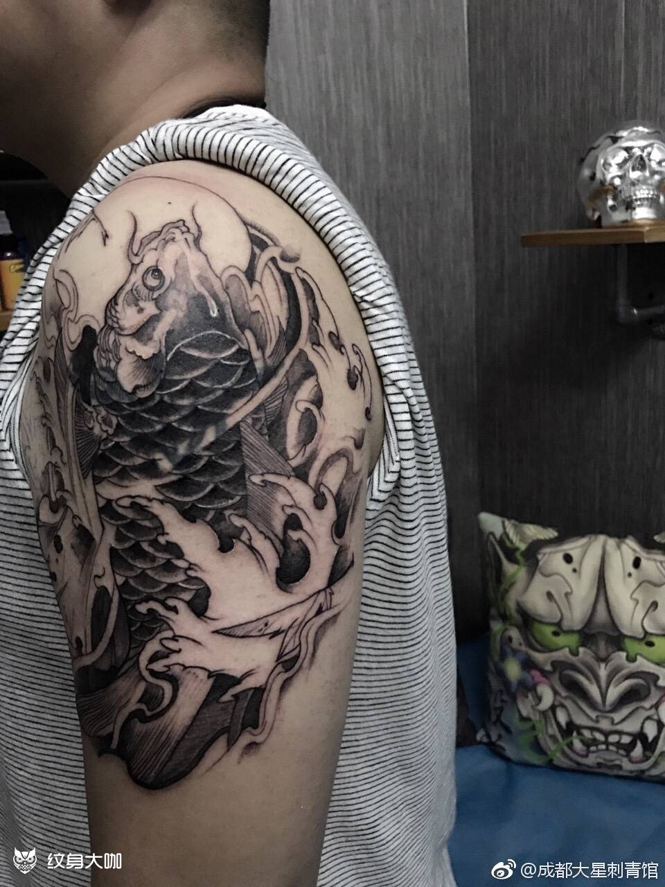 猛鱼遮盖!猛鲤_纹身图案手稿图片_纹画人大星的纹身作品集