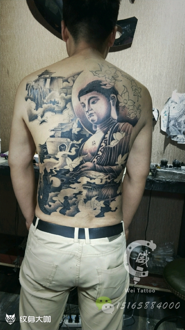 满背大日如来_纹身图案手稿图片_张威的纹身作品集