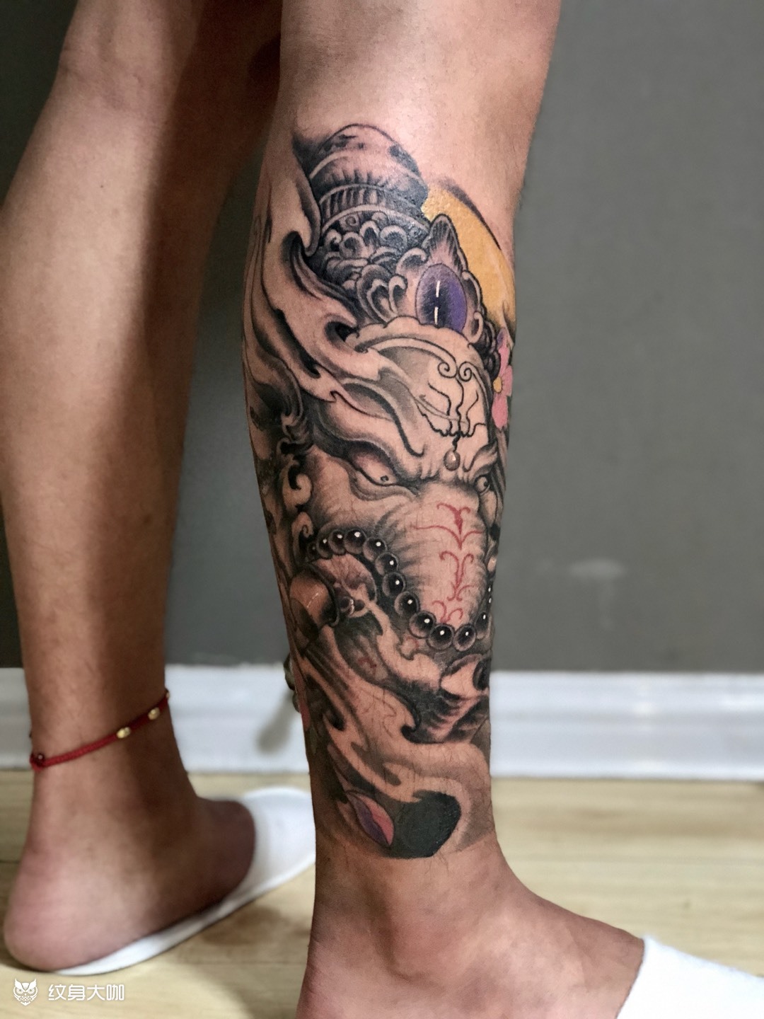 小腿象神作品_纹身图案手稿图片_小未的纹身作品集