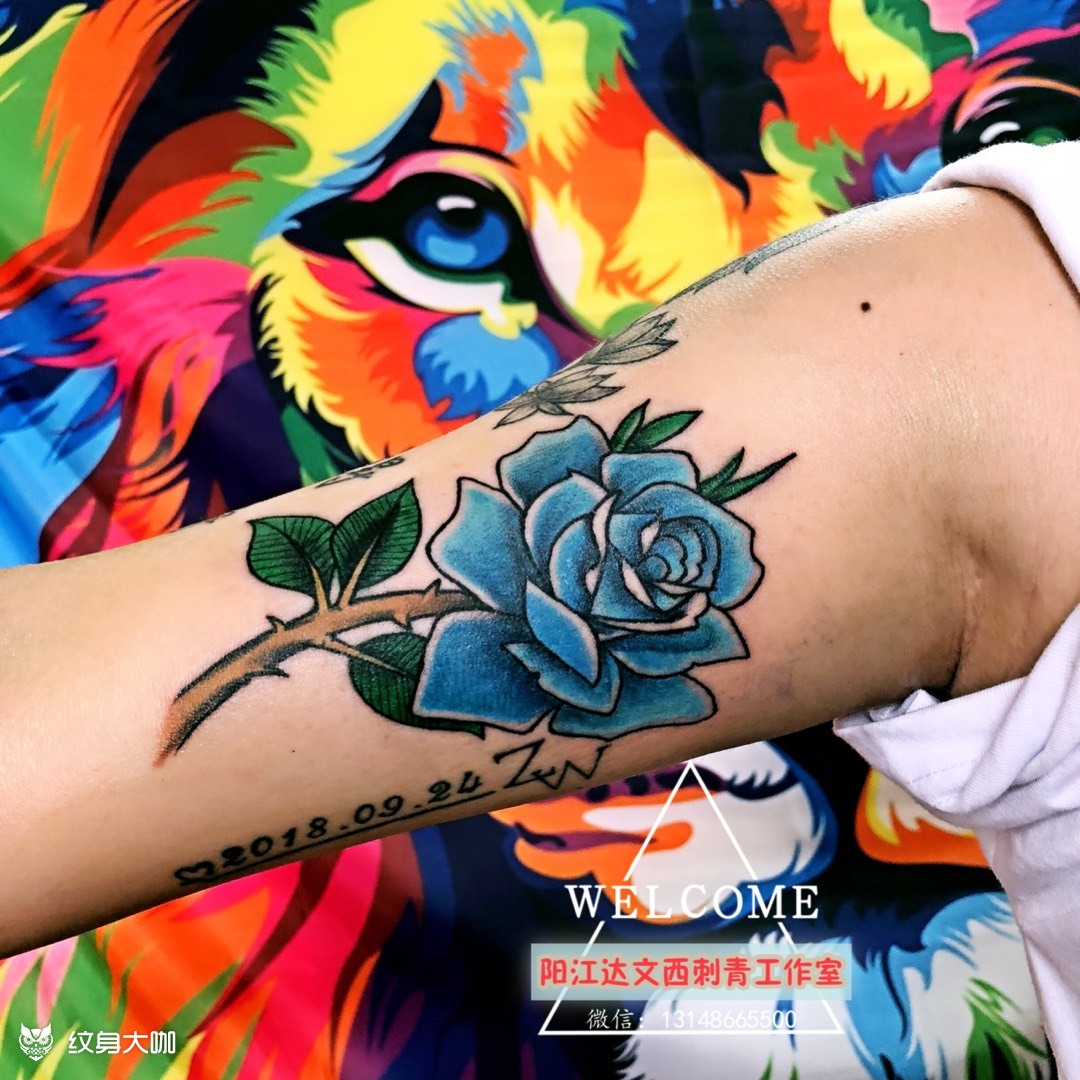 蓝玫瑰_纹身图案手稿图片_by 文西的纹身作品集