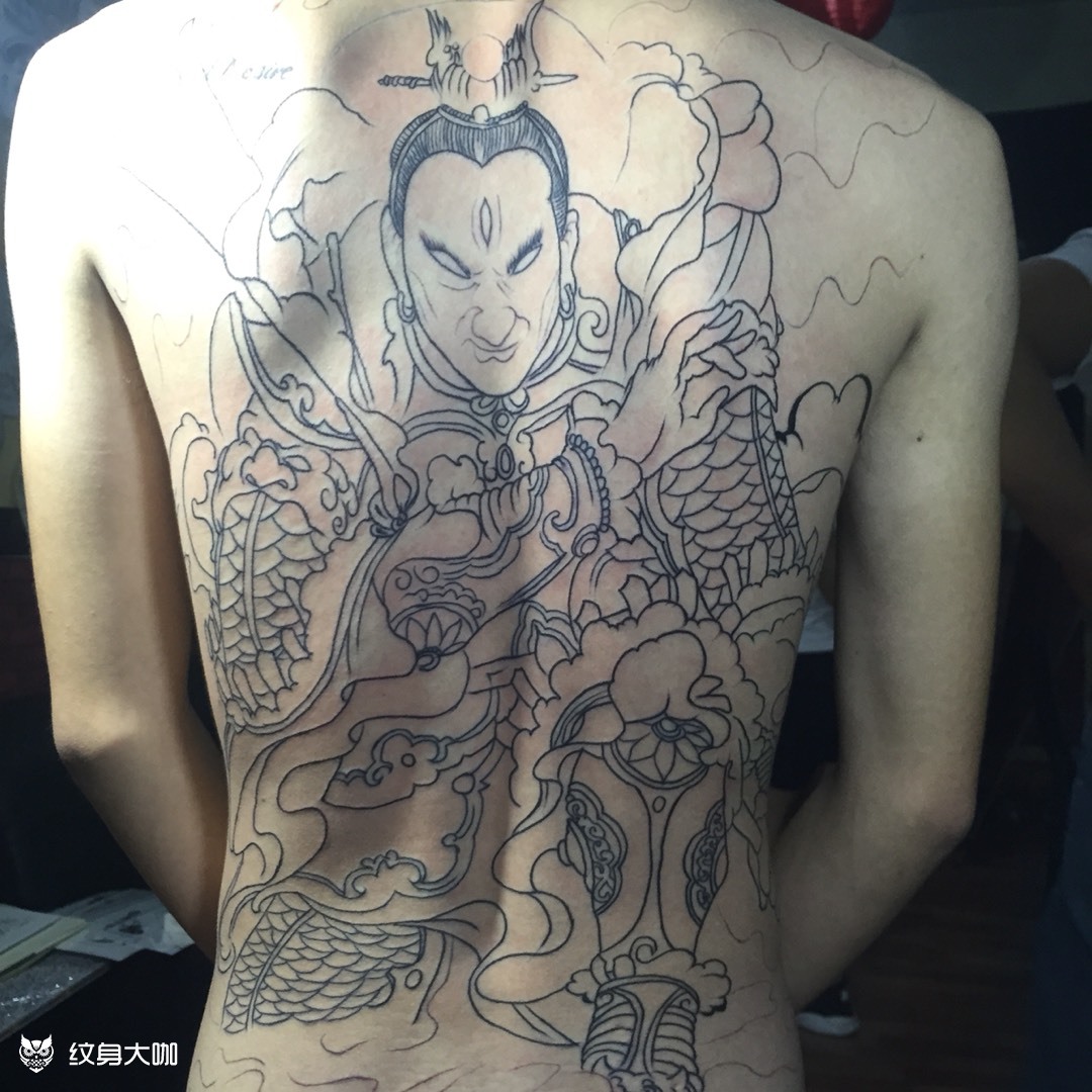 二郎神纹身手稿半臂图片
