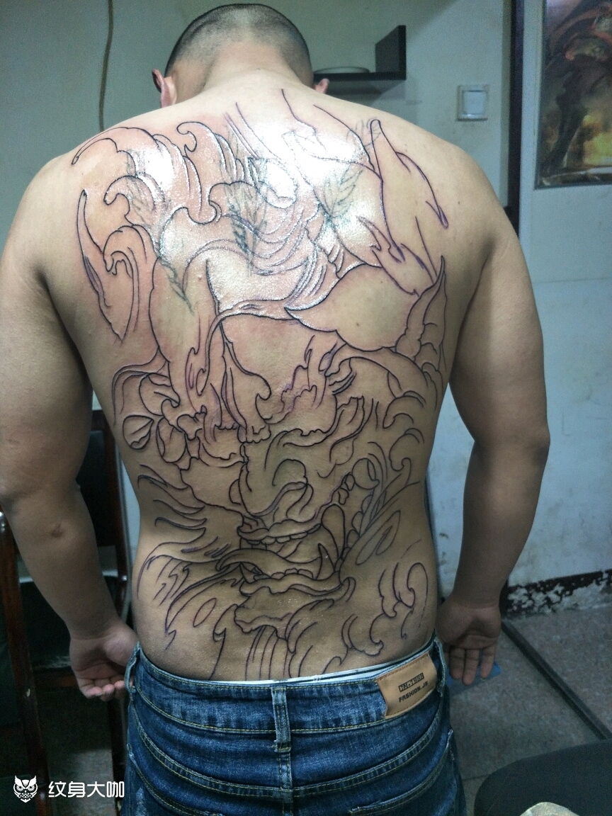 满背般若线条_纹身图案手稿图片_雕杰的纹身作品集