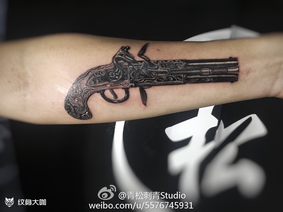 燧发枪_纹身图案手稿图片_陈义松的纹身作品集