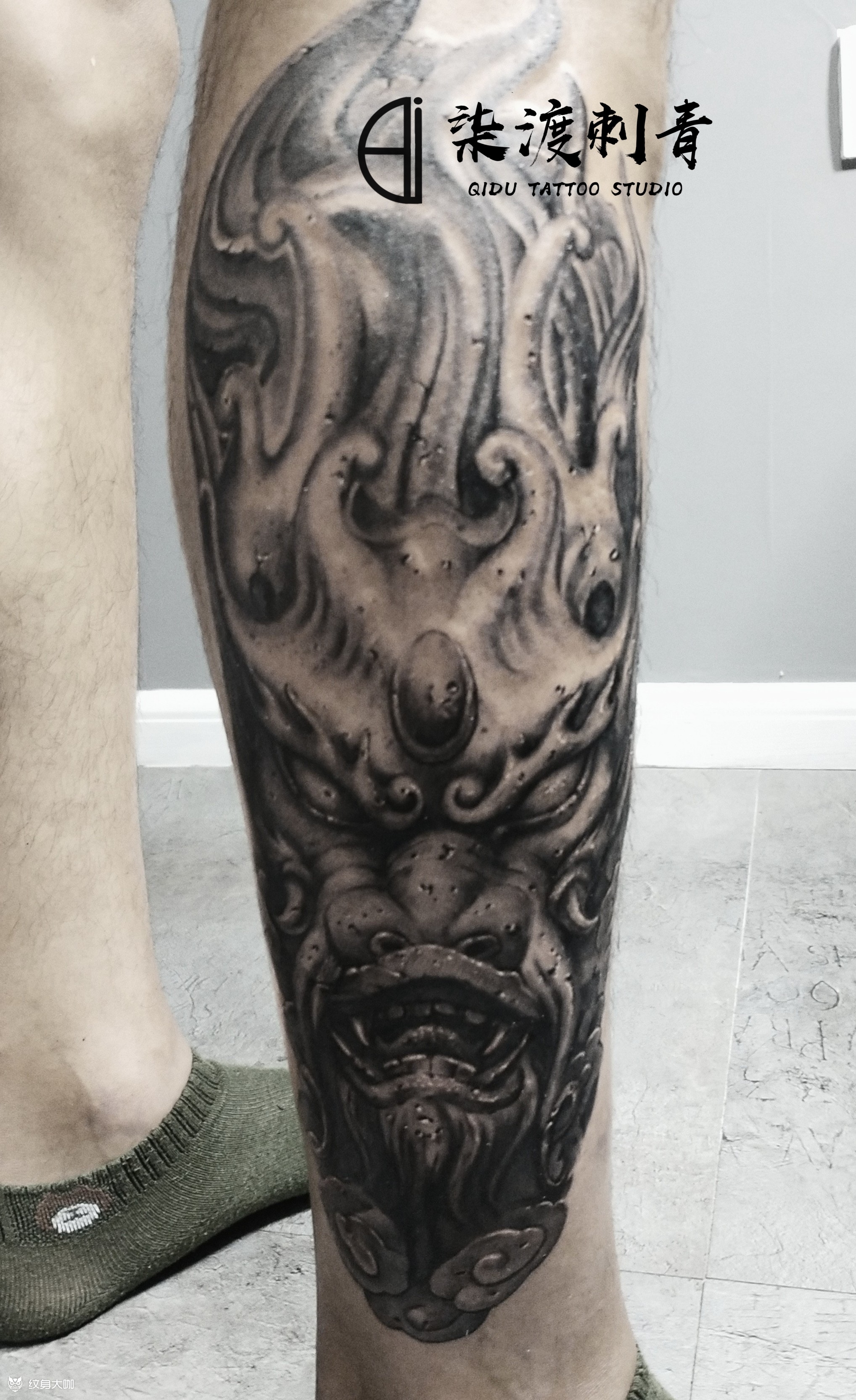 石雕龙_纹身图案手稿图片_柒渡·子默的纹身作品集