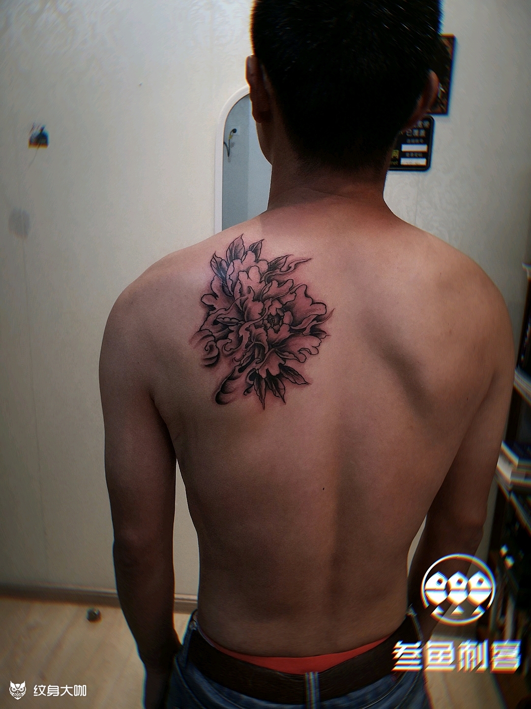 后背牡丹_纹身图案手稿图片_叁鱼刺客的纹身作品集