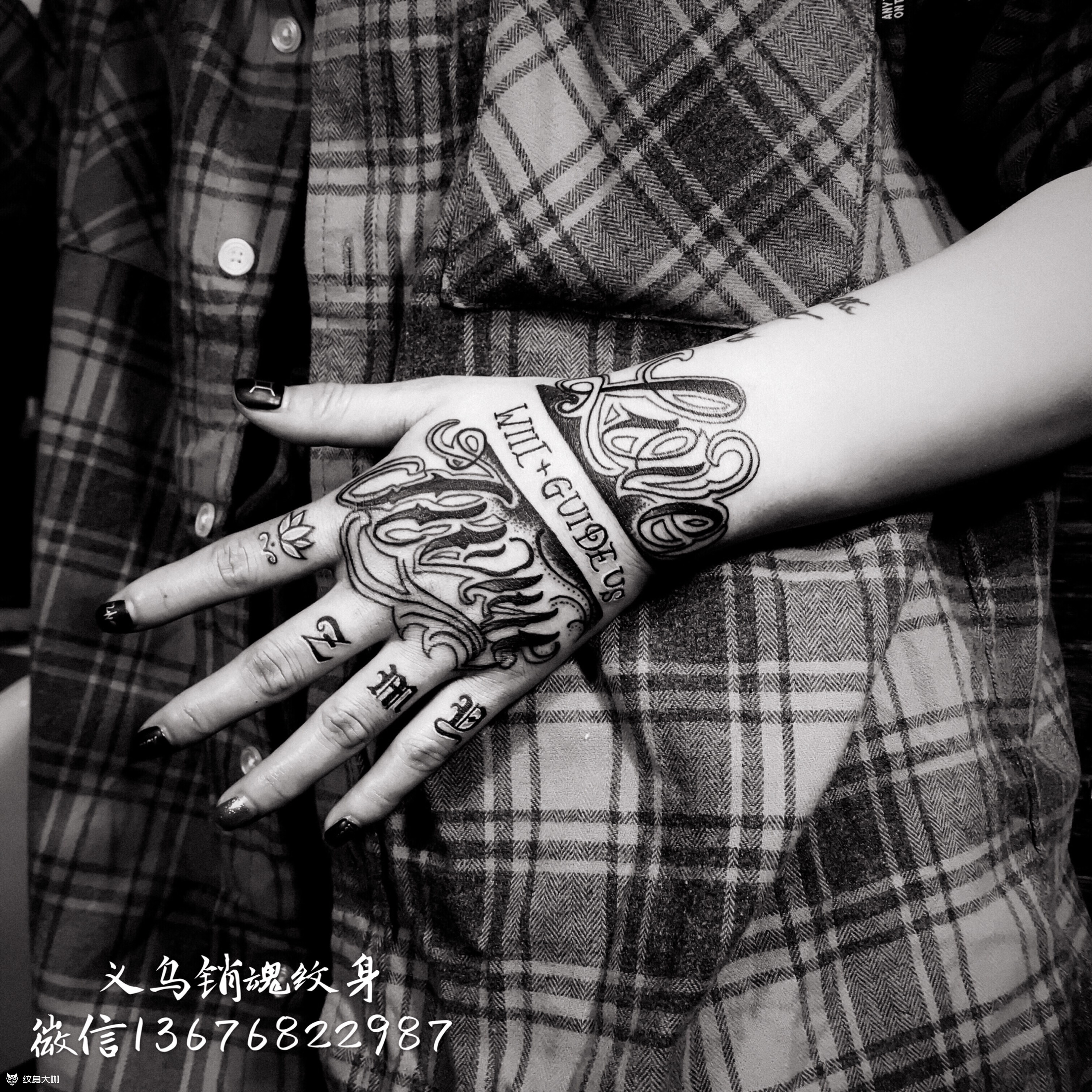 花体手背_纹身图案手稿图片_翟元彪的纹身作品集