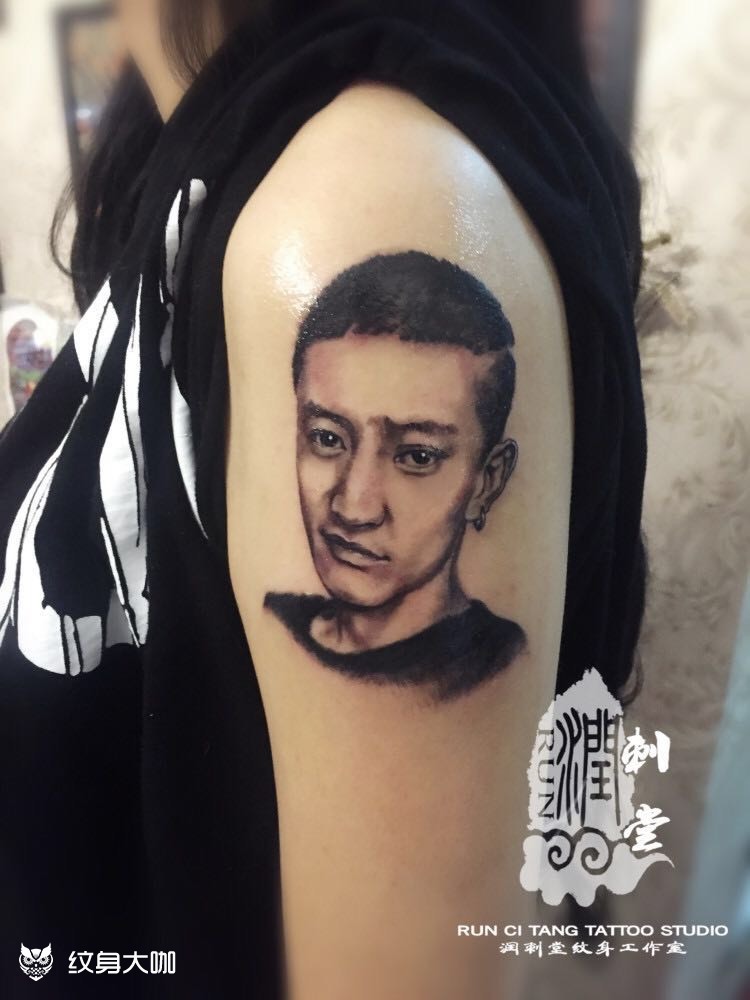 润刺青出品#肖像#_纹身图案手稿图片_朵润林的纹身作品集