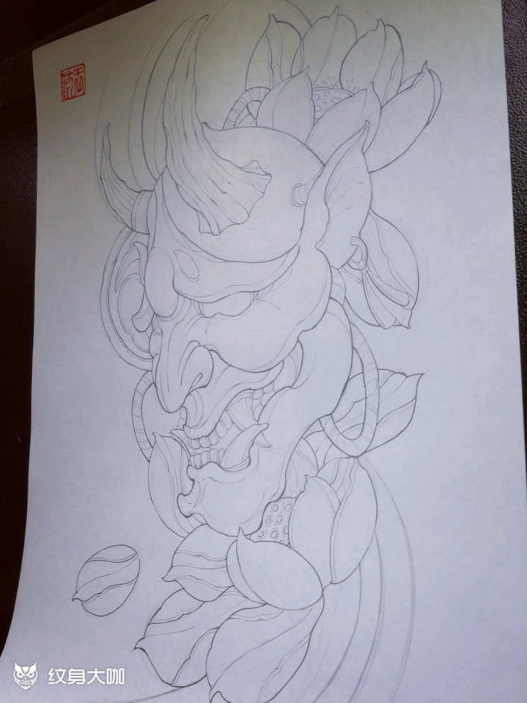 莲花般若_纹身图案手稿图片_王候的纹身作品集