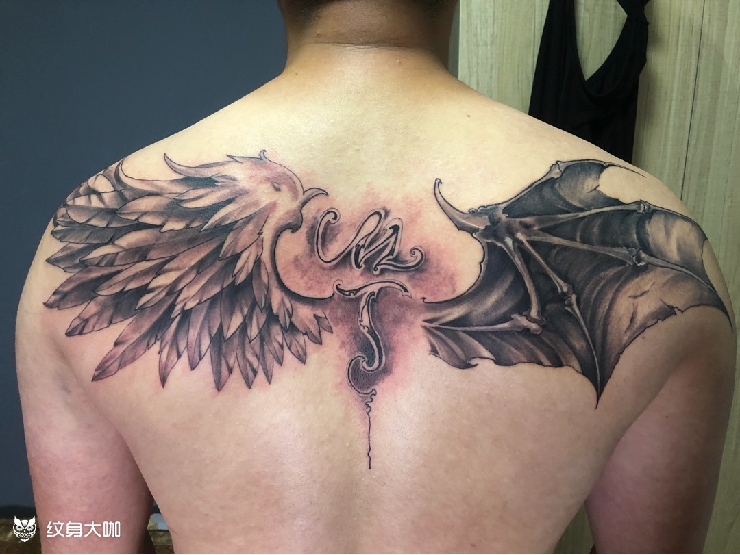 天使恶魔_纹身图案手稿图片_gz的纹身作品集