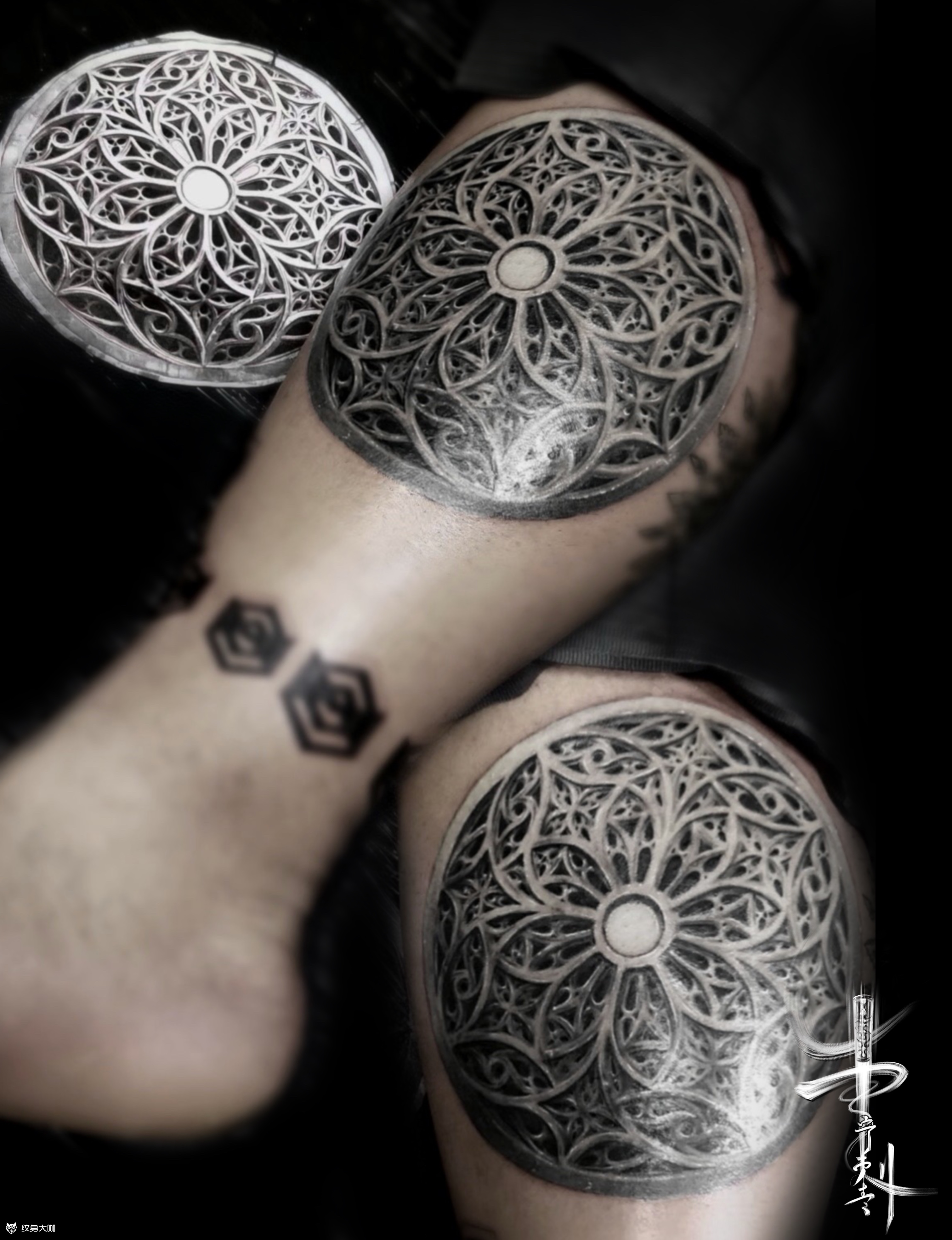 窗花_纹身图案手稿图片_曹宁的纹身作品集
