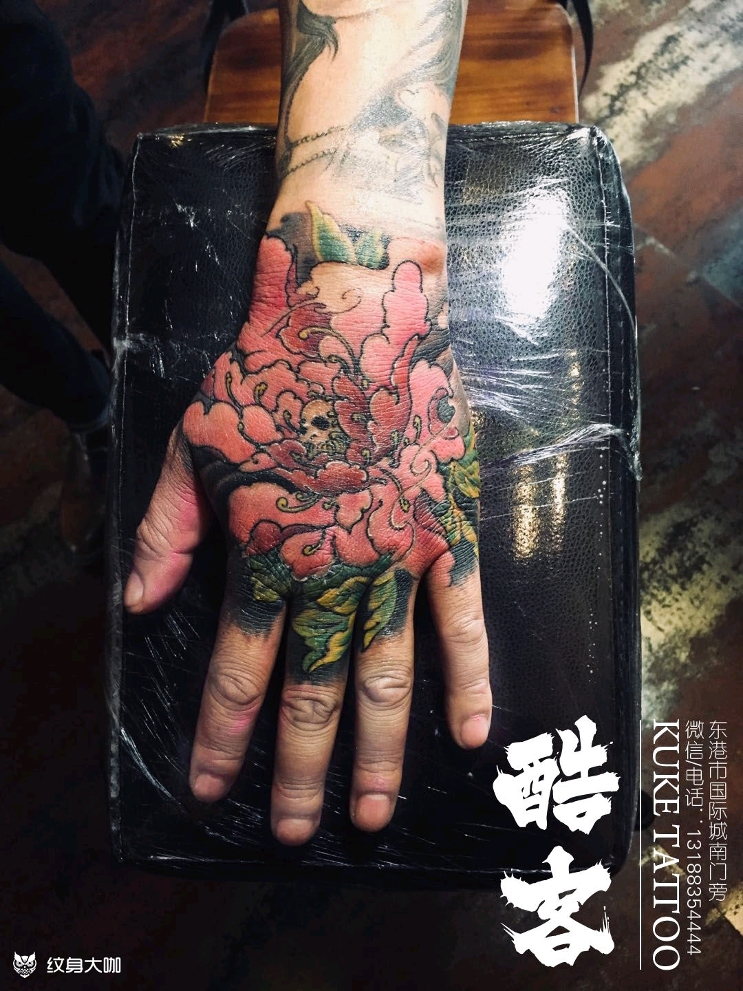 牡丹花手_纹身图案手稿图片_陈广松的纹身作品集