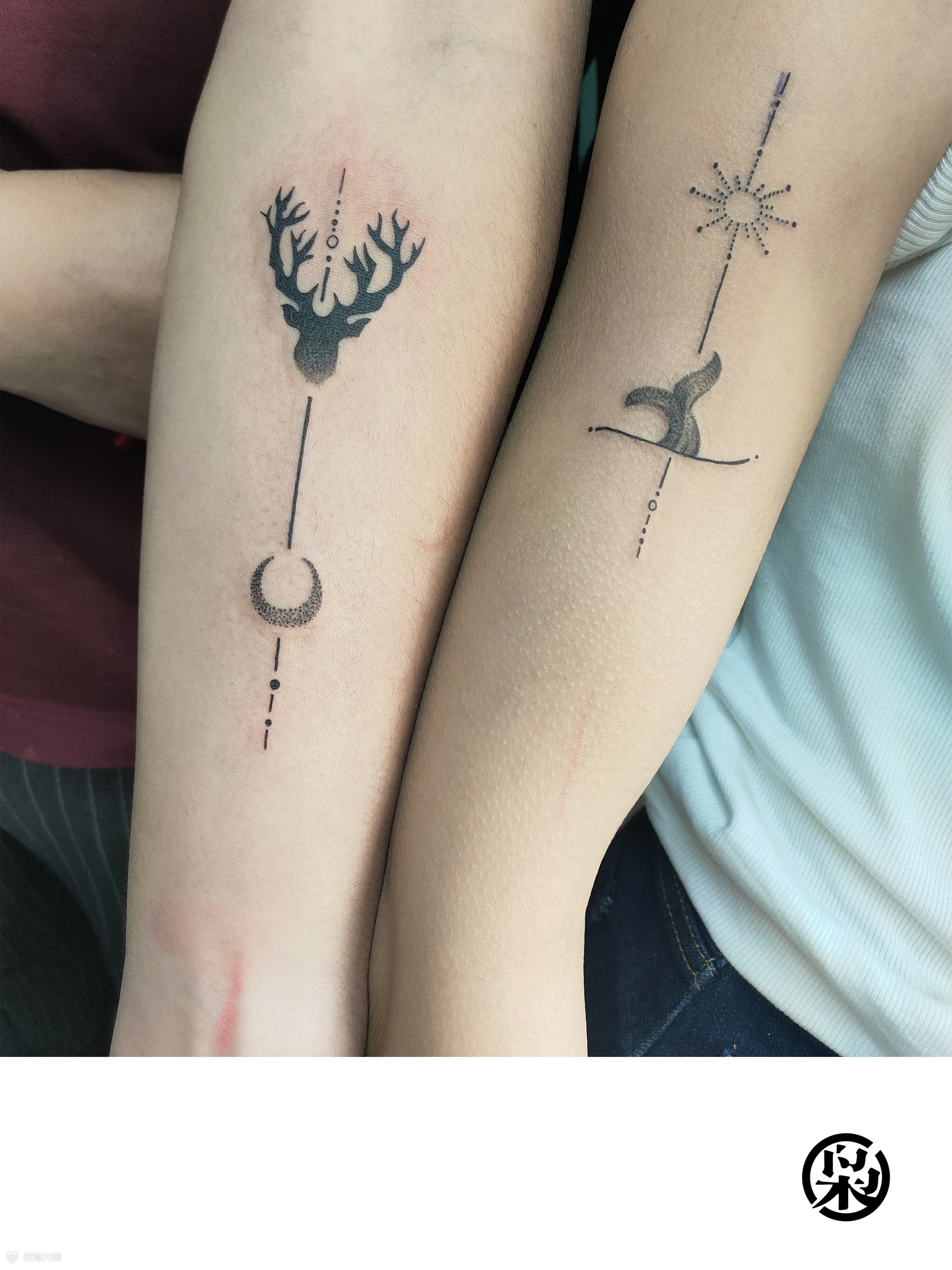 情侣系列_纹身图案手稿图片_匠人枭的纹身作品集