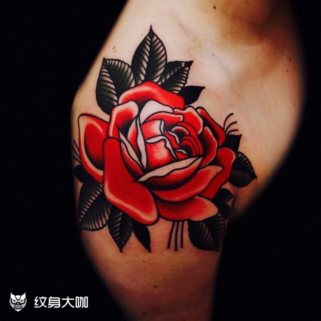 oldschool红玫瑰_纹身图案手稿图片_魟tattoo的纹身作品集