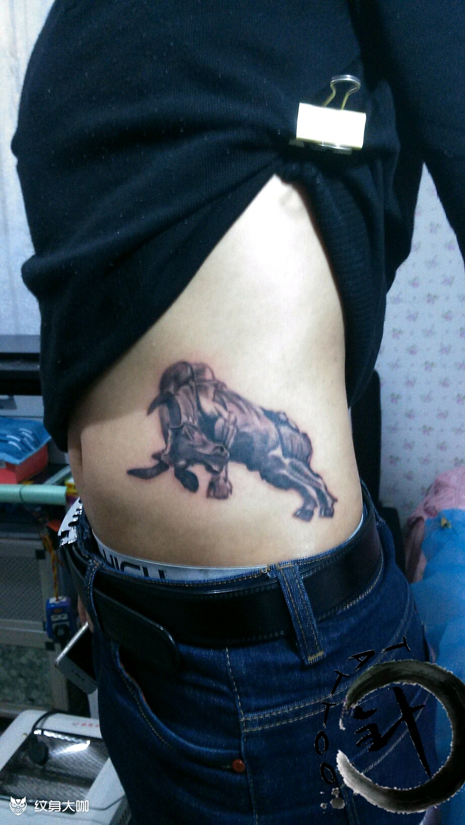 腰间老牛90_纹身图案手稿图片_呵呵的纹身作品集