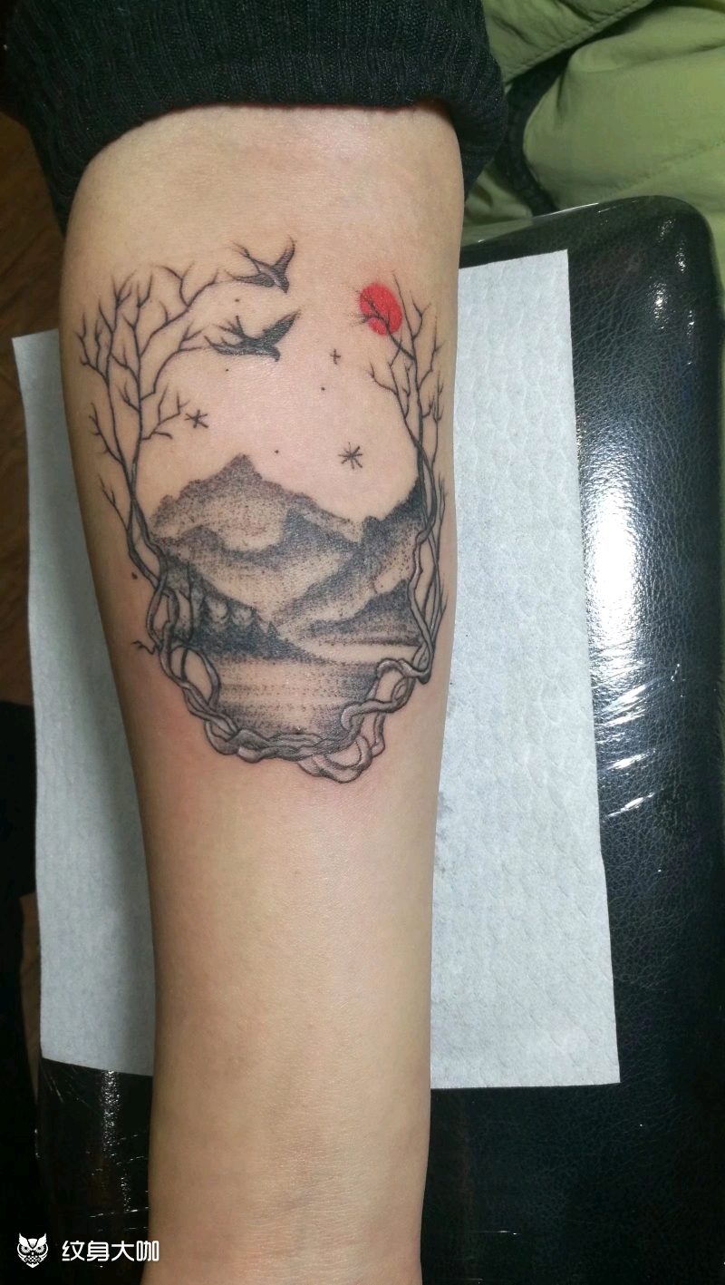山川河流_纹身图案手稿图片_长不胖的—凯的纹身作品集