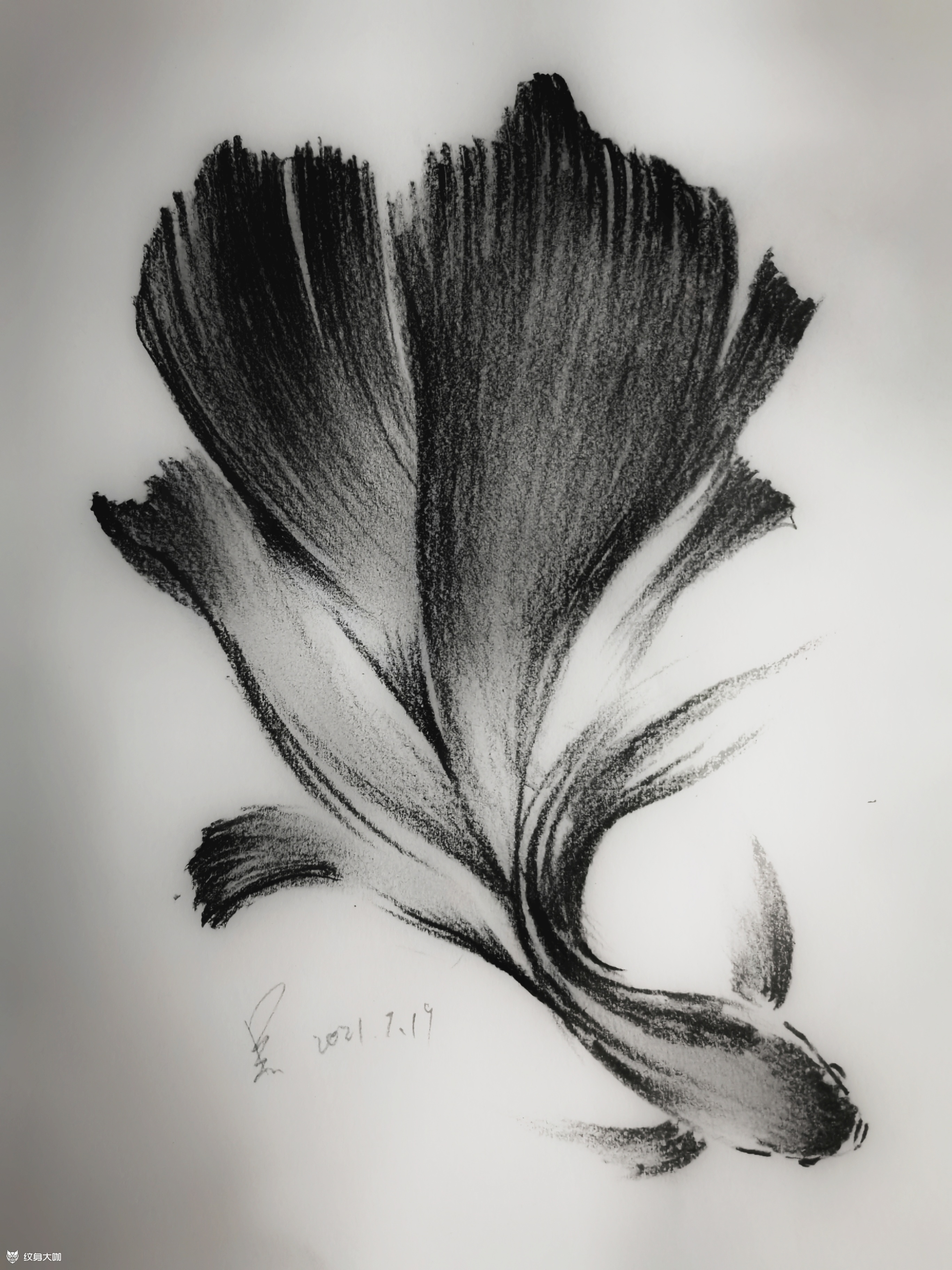 水墨斗鱼稿