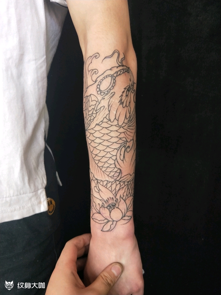 鳌鱼_纹身图案手稿图片_张凤芫的纹身作品集