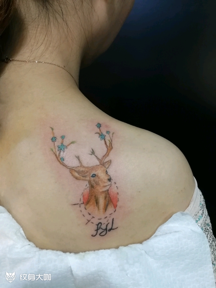 鹿头_纹身图案手稿图片_鹏的纹身作品集