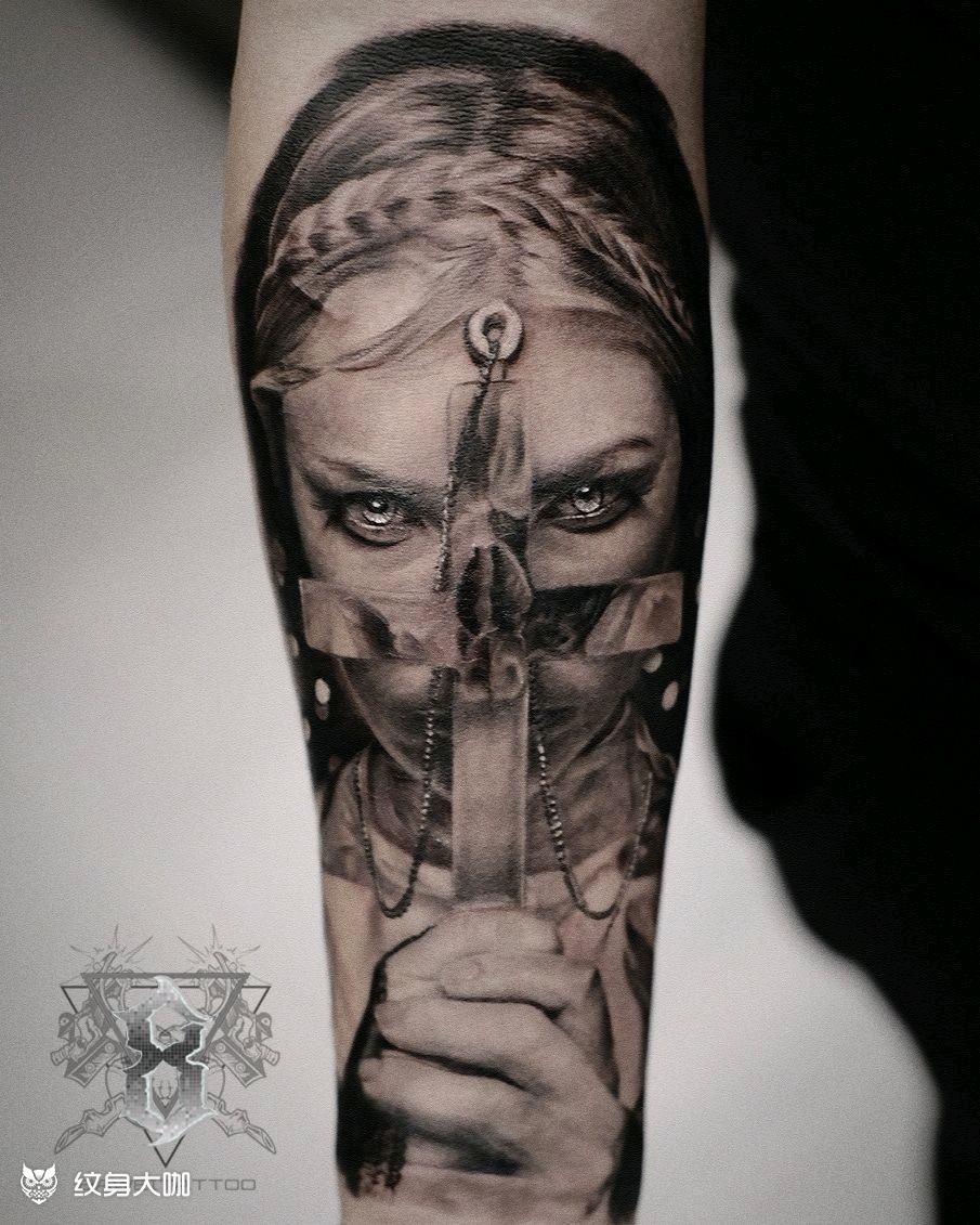 修女_纹身图案手稿图片_潘阳的纹身作品集