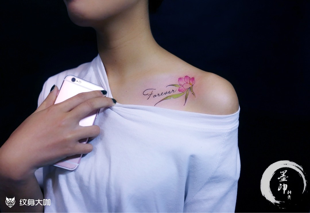 锁骨 樱花_纹身图案手稿图片_小图作品的纹身作品集