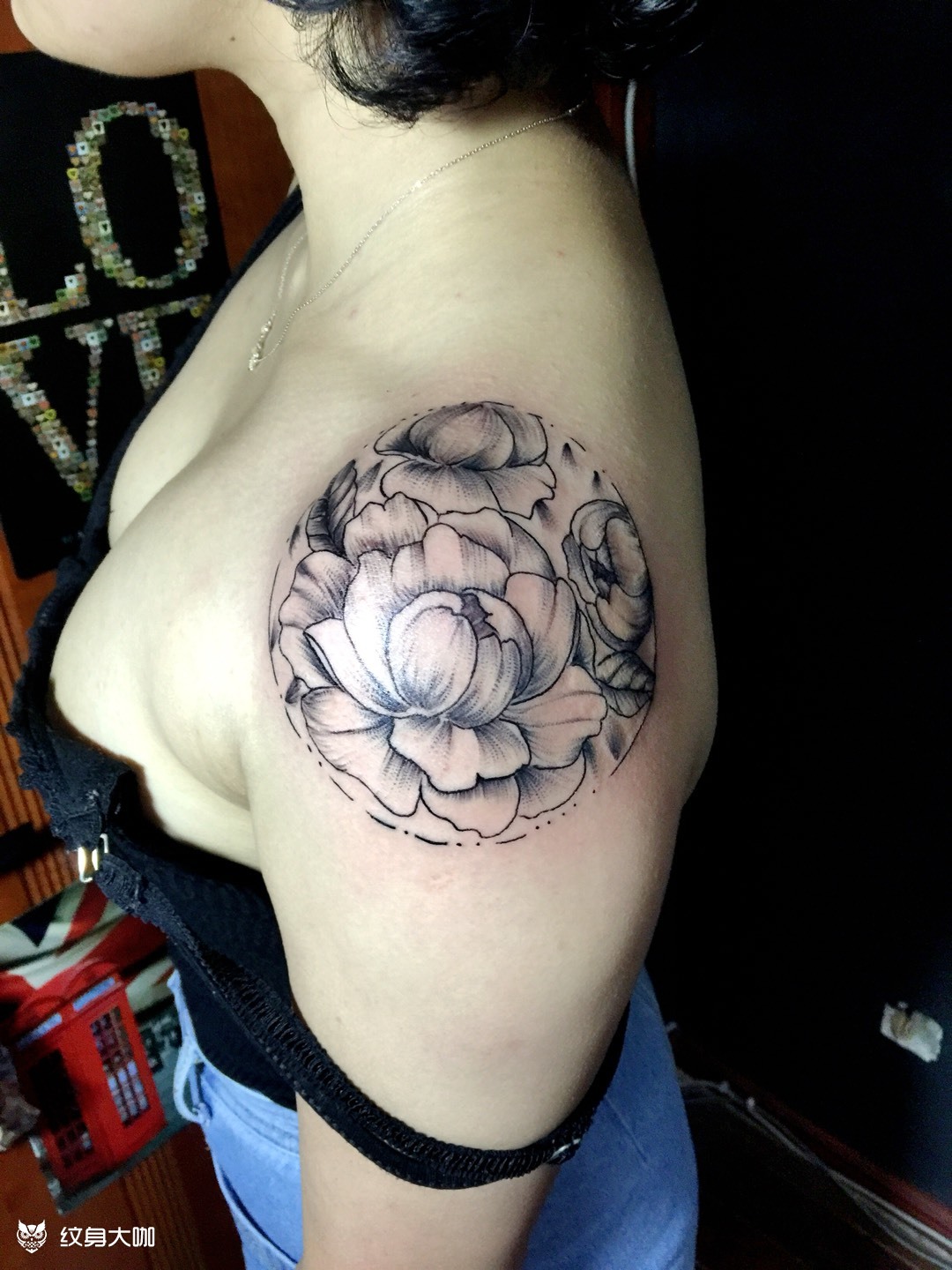 小清新牡丹_纹身图案手稿图片_evan的纹身作品集