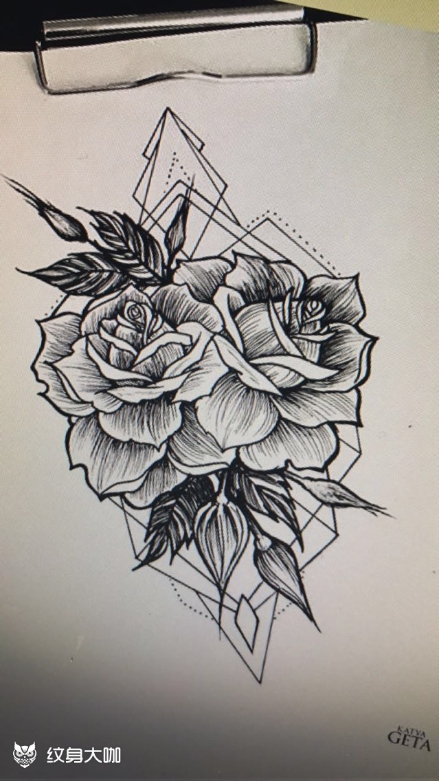 欧美小图_纹身图案手稿图片_常海江的纹身作品集