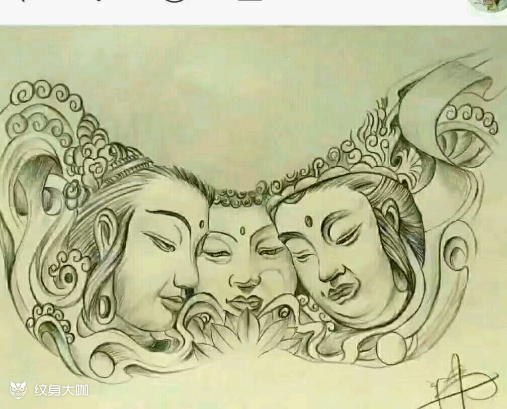 三面佛_纹身图案手稿图片_永义堂~羽的纹身作品集