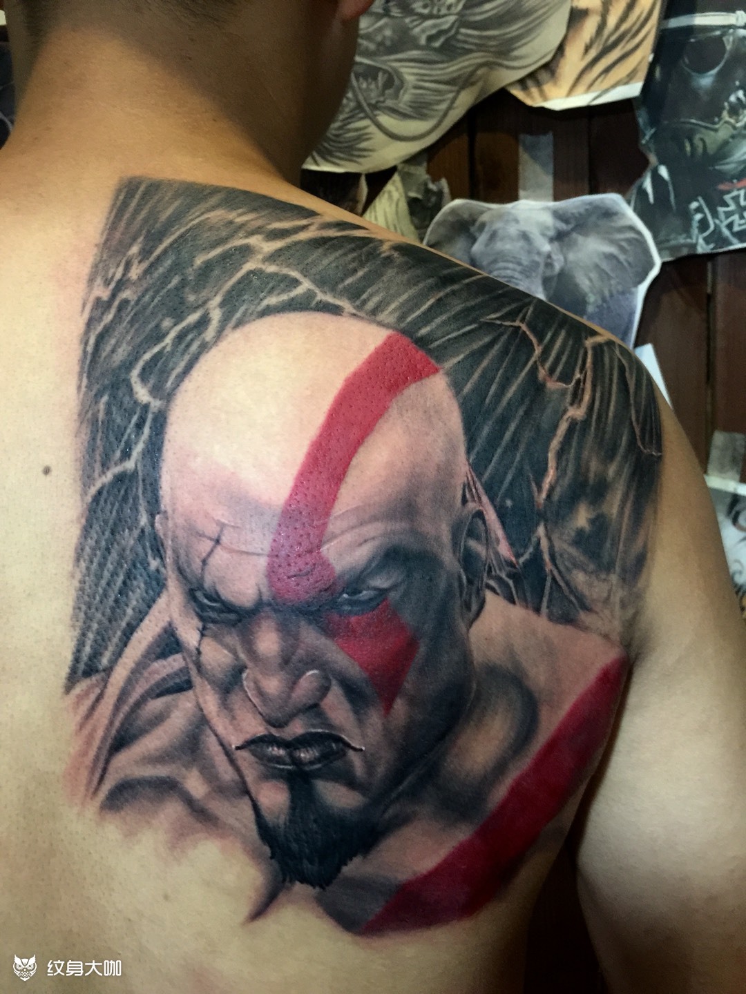 战神奎托斯_纹身图案手稿图片_木易的纹身作品集