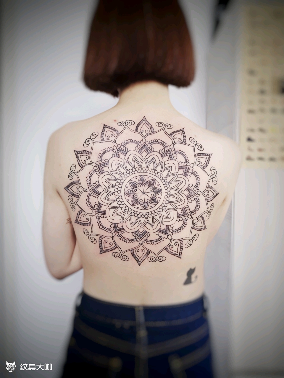 后背 曼陀罗花_纹身图案手稿图片_长青的纹身作品集