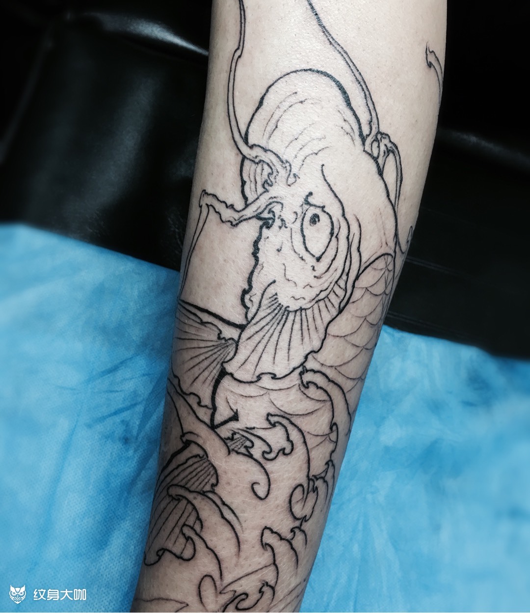 鲤鱼线条_纹身图案手稿图片_唐师傅的纹身作品集