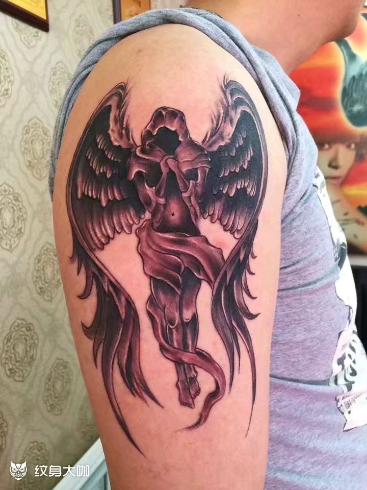 恶魔天使_纹身图案手稿图片_张哥的纹身作品集