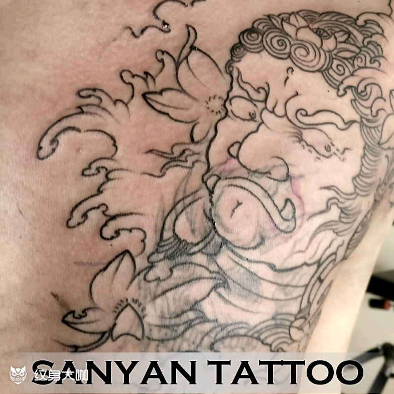 前胸不动明王遮盖_纹身图案手稿图片_柯南的纹身作品集