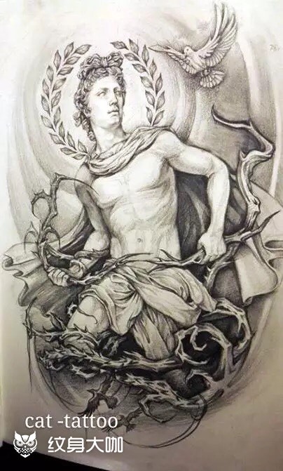 阿波罗_纹身图案手稿图片_易犇的纹身作品集