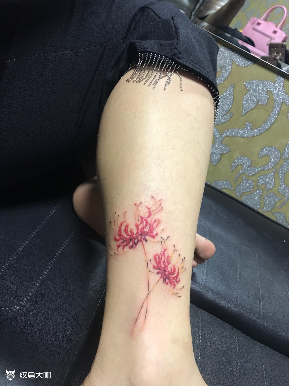 脚踝彼岸花_纹身图案手稿图片_陈秀杰的纹身作品集