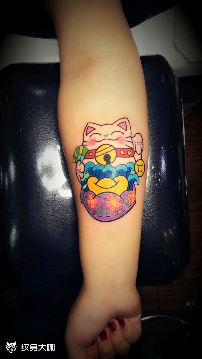 招财猫_纹身图案手稿图片_宫本谊的纹身作品集