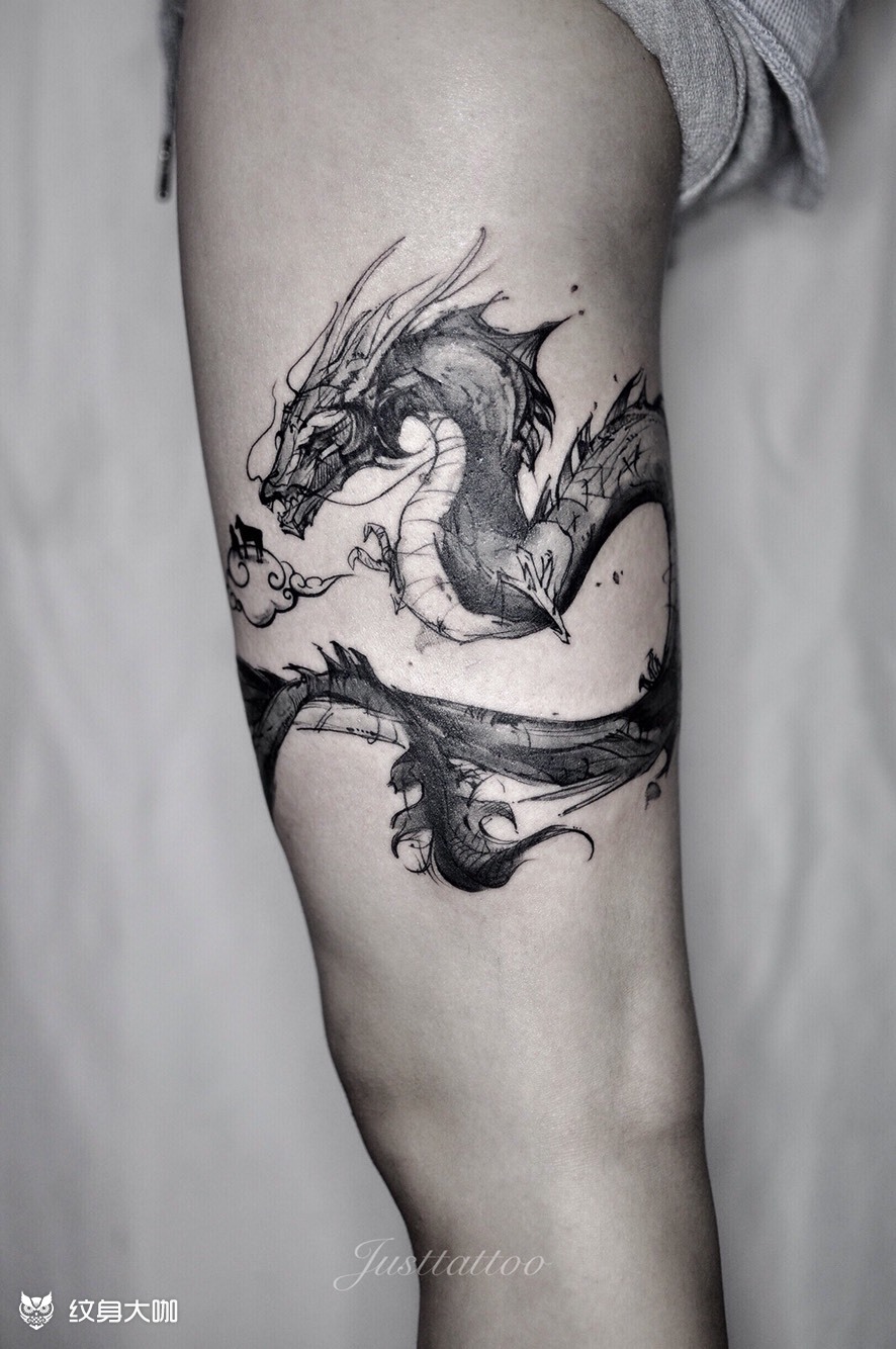 水墨龙_纹身图案手稿图片_杨雅玉的纹身作品集