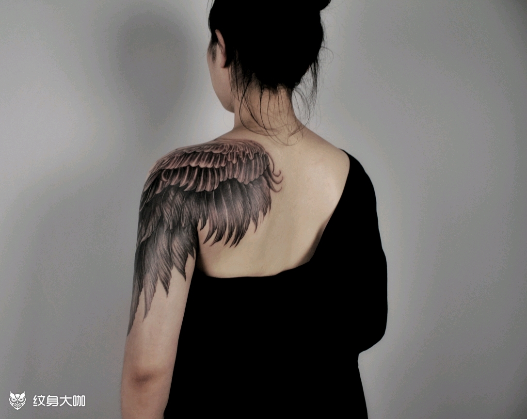 翅膀〔遮盖〕_纹身图案手稿图片_不惑的纹身作品集