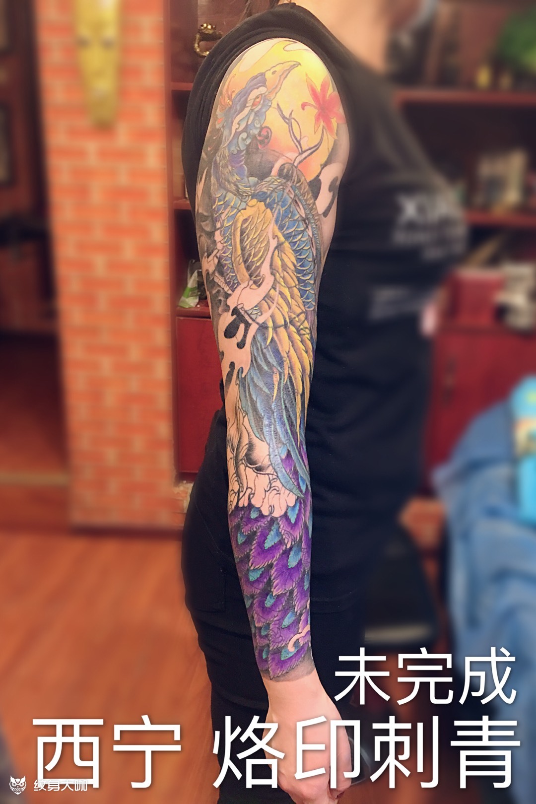 孔雀花臂_纹身图案手稿图片_舒昶的纹身作品集